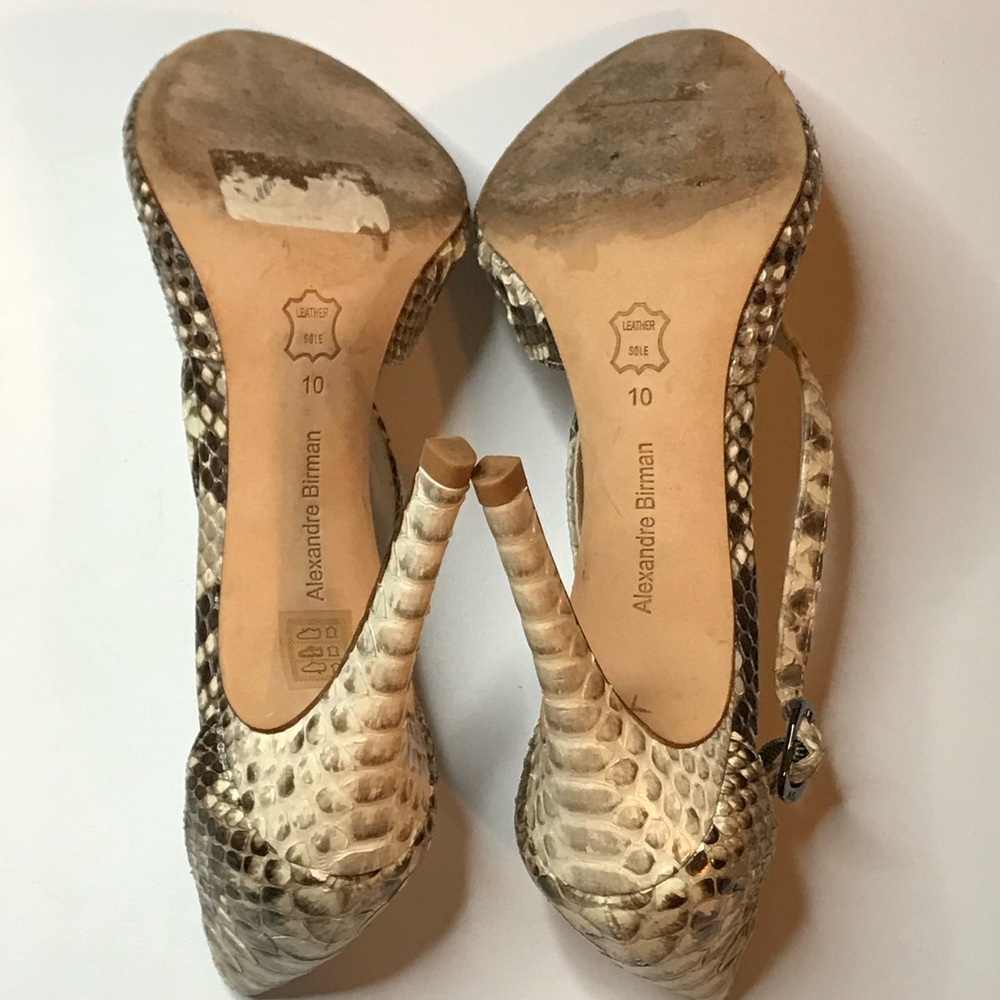 Alexandre Birman Cream/Brown Python Heels - image 6